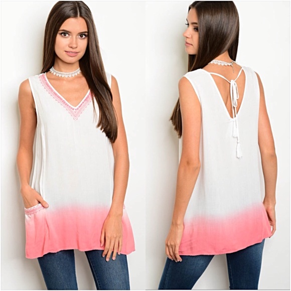Blush Ombré Sleeveless Tunic Top Blouse SM - Picture 2 of 4